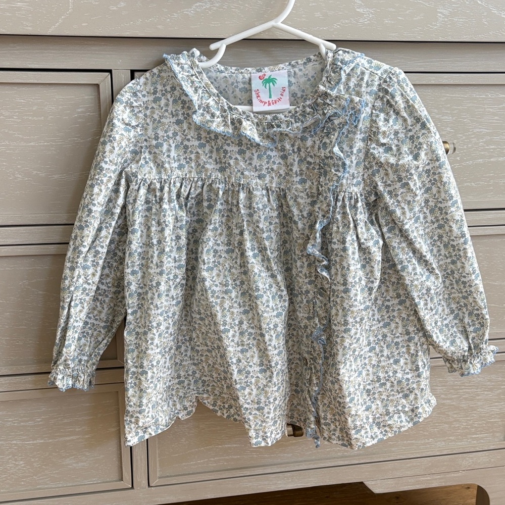 Shrimp & Grits Floral Ruffle Kids Blouse
